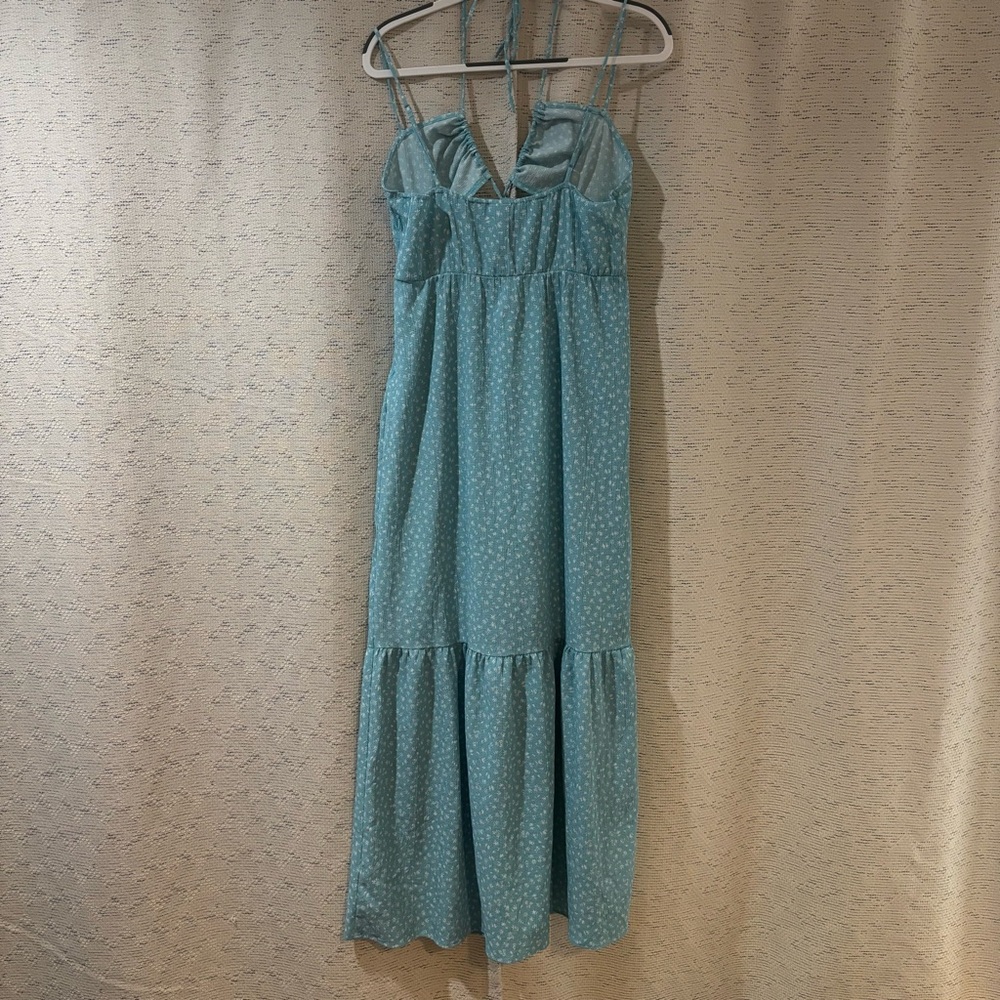 H&M Turquoise Floral Sleeveless Cutout Maxi Dress - Picture 6 of 8
